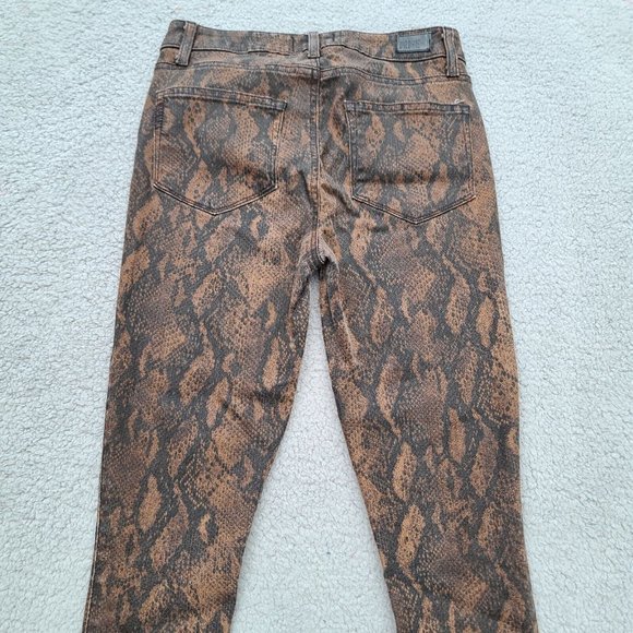 Paige Hoxton Ultra Skinny Coated Brown Snakeskin Jeans Size 27 NWOT - Picture 10 of 12